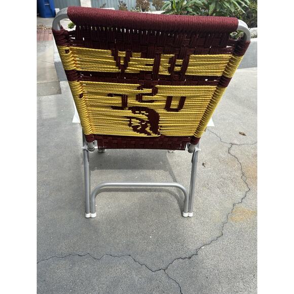 RARE! Vintage Hand Woven USC TROJANS Folding Rope Macrame Chair Tailgate